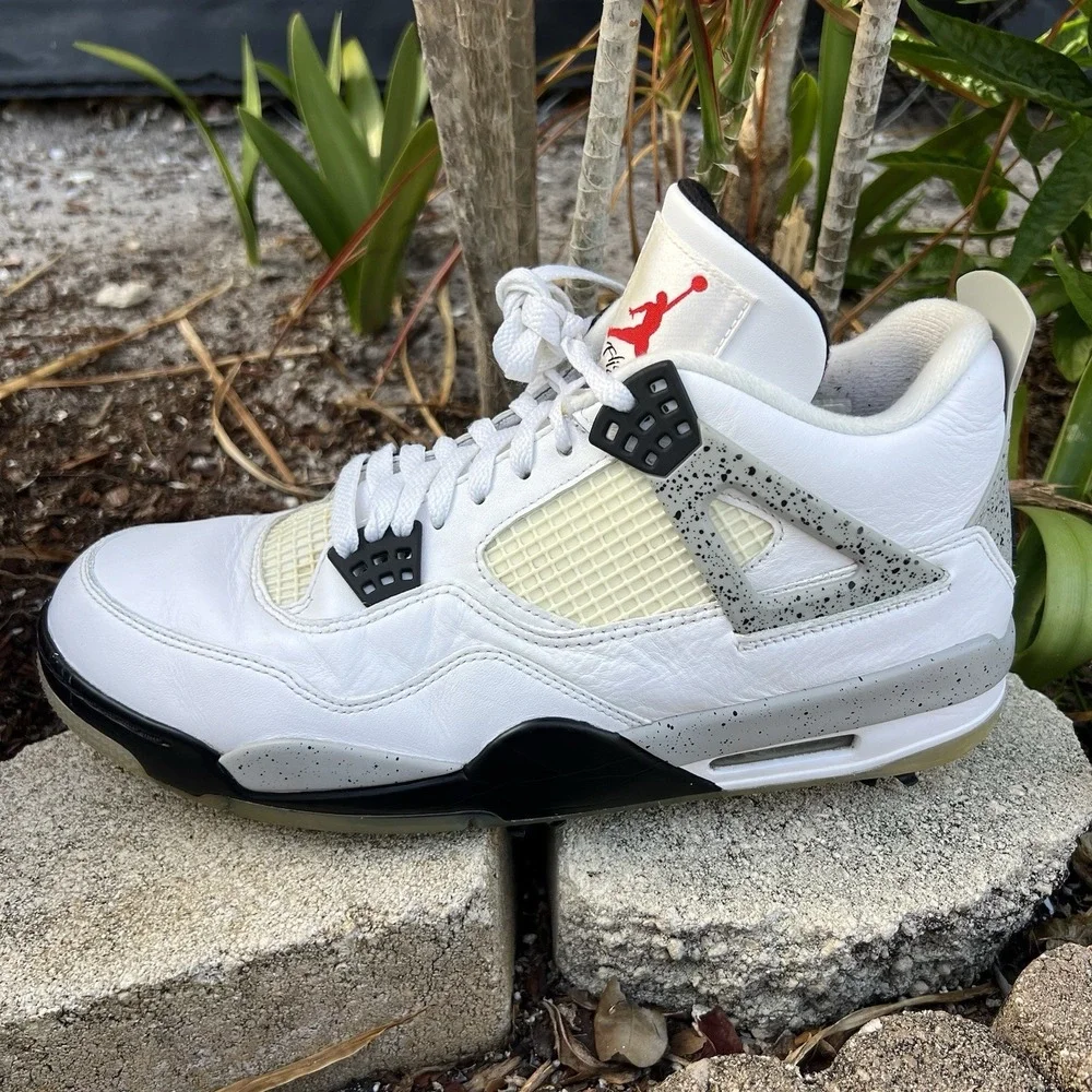 Nike Air Jordan 4 Men's Golf Shoes White Cement, Size 12
